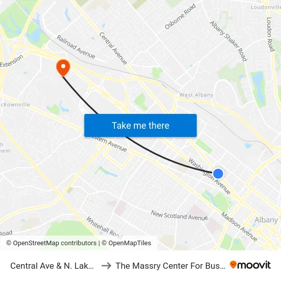 Central Ave & N. Lake Ave to The Massry Center For Business map