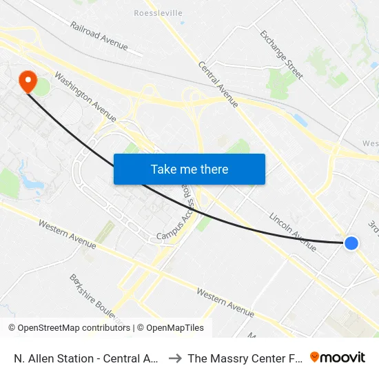 N. Allen Station - Central Ave & N. Allen St to The Massry Center For Business map