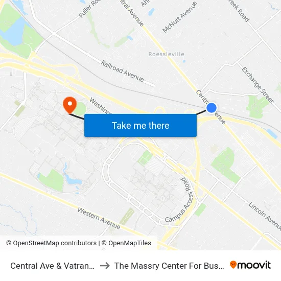 Central Ave & Vatrano Rd to The Massry Center For Business map
