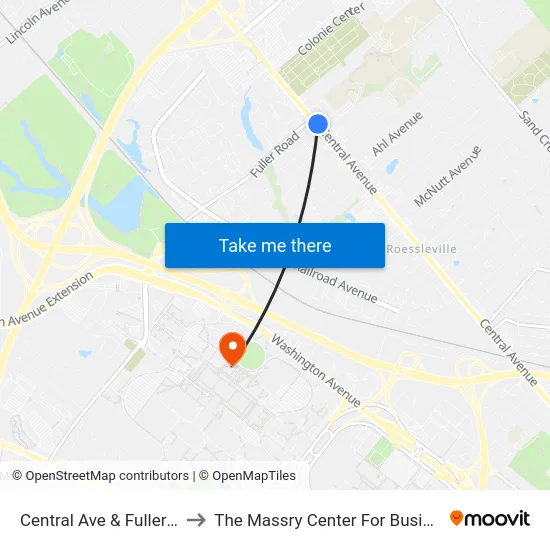 Central Ave & Fuller Rd to The Massry Center For Business map