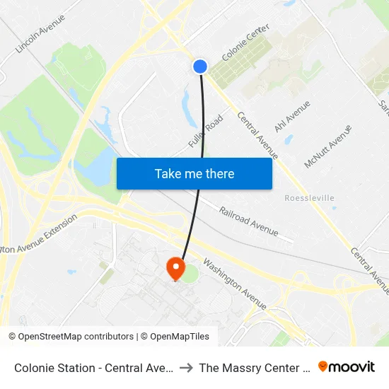 Colonie Station - Central Ave & Colonie Center to The Massry Center For Business map