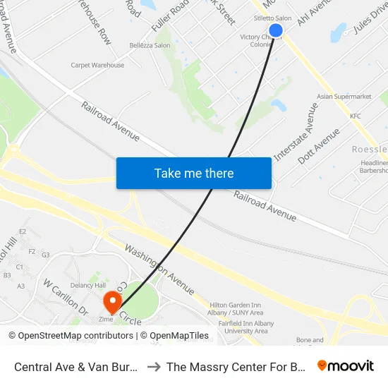 Central Ave & Van Buren Ave to The Massry Center For Business map