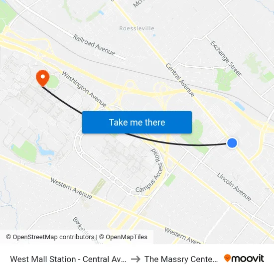 West Mall Station - Central Ave & Hannaford Plaza to The Massry Center For Business map