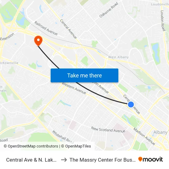 Central Ave & N. Lake Ave to The Massry Center For Business map