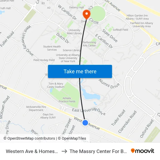 Western Ave & Homestead St to The Massry Center For Business map