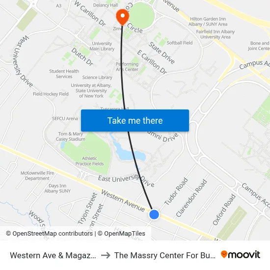 Western Ave & Magazine St to The Massry Center For Business map