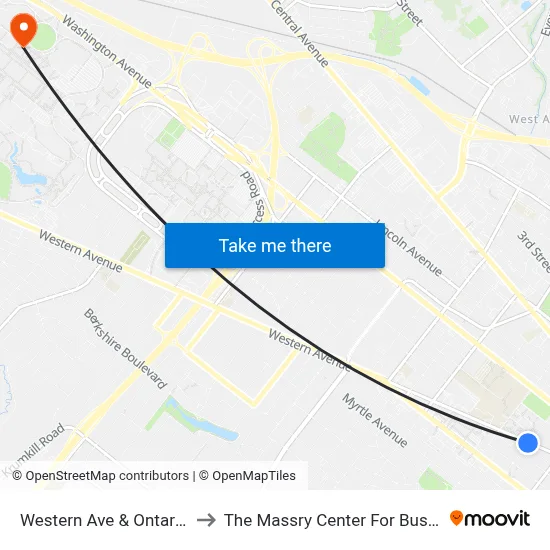 Western Ave & Ontario St to The Massry Center For Business map