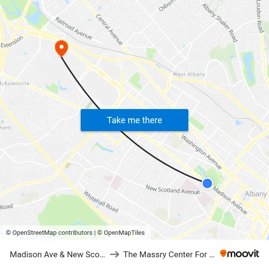 Madison Ave & New Scotland Ave to The Massry Center For Business map