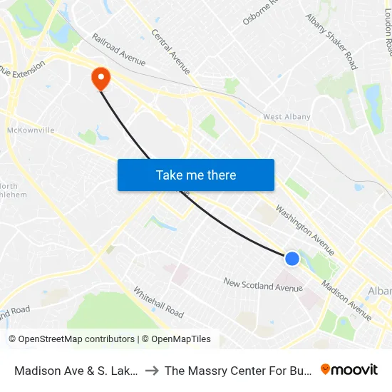 Madison Ave & S. Lake Ave to The Massry Center For Business map