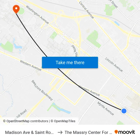 Madison Ave & Saint Rose College to The Massry Center For Business map
