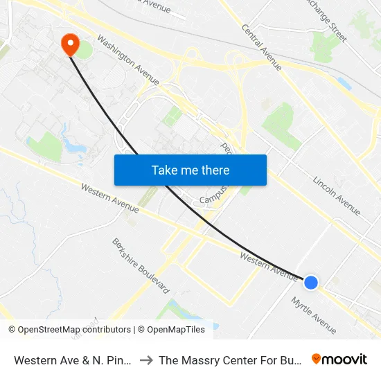 Western Ave & N. Pine Ave to The Massry Center For Business map