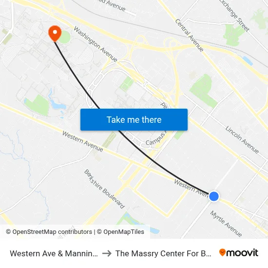 Western Ave & Manning Blvd to The Massry Center For Business map