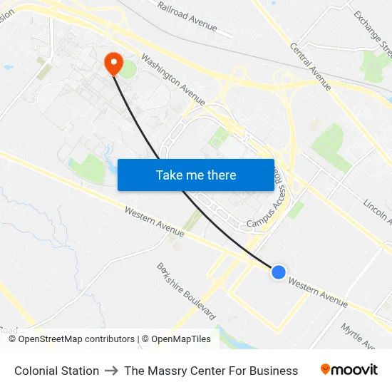 Colonial Station to The Massry Center For Business map