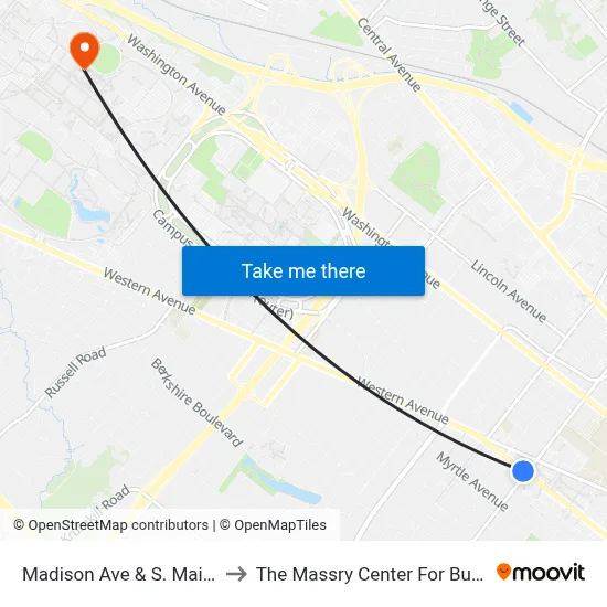 Madison Ave & S. Main Ave to The Massry Center For Business map