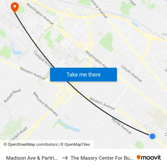 Madison Ave & Partridge St to The Massry Center For Business map