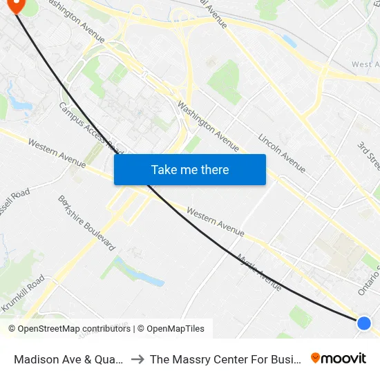 Madison Ave & Quail St to The Massry Center For Business map