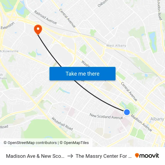 Madison Ave & New Scotland Ave to The Massry Center For Business map