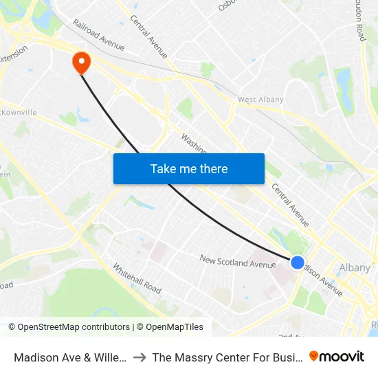 Madison Ave & Willett St to The Massry Center For Business map