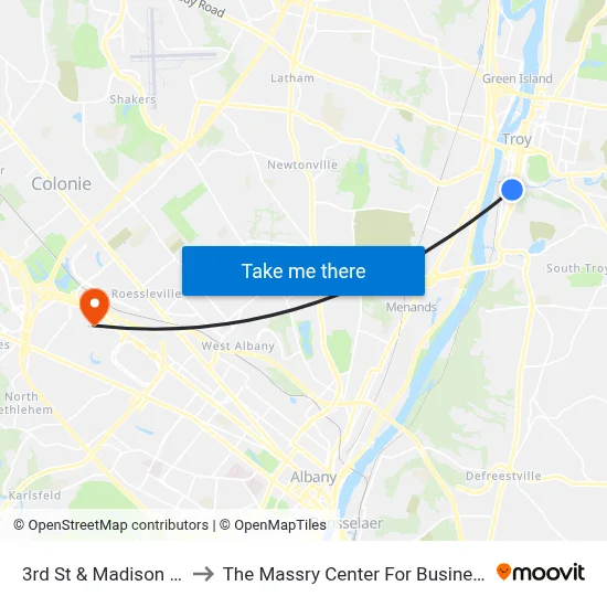 3rd St & Madison St to The Massry Center For Business map