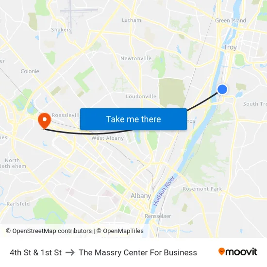 4th St & 1st St to The Massry Center For Business map