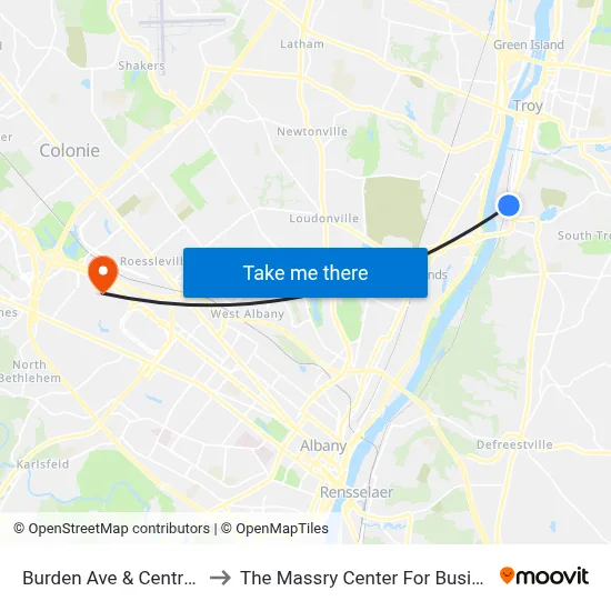 Burden Ave & Centre St to The Massry Center For Business map
