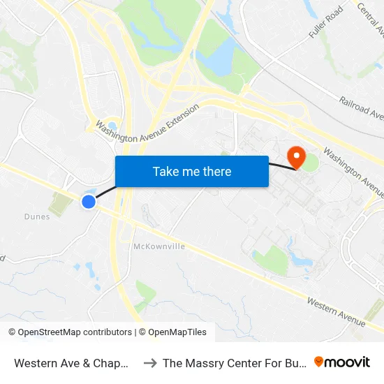 Western Ave & Chapman Dr to The Massry Center For Business map