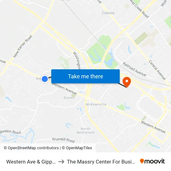 Western Ave & Gipp Rd to The Massry Center For Business map