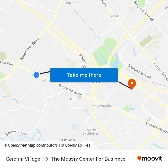 Serafini Village to The Massry Center For Business map