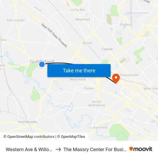 Western Ave & Willow St to The Massry Center For Business map