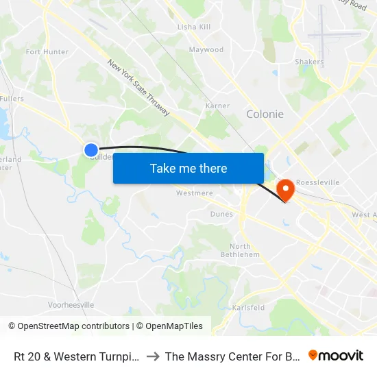 Rt 20 & Western Turnpike Golf to The Massry Center For Business map