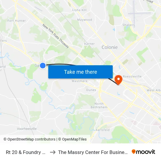 Rt 20 & Foundry Rd to The Massry Center For Business map