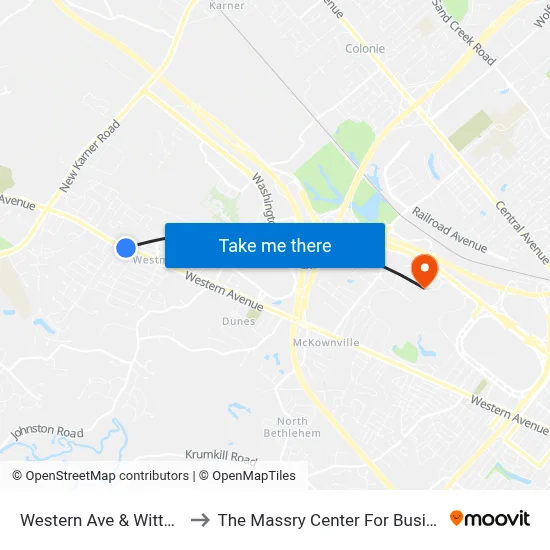 Western Ave & Witte Rd to The Massry Center For Business map