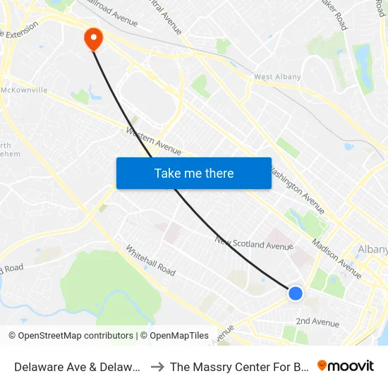 Delaware Ave & Delaware Terr to The Massry Center For Business map