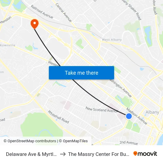 Delaware Ave & Myrtle Ave to The Massry Center For Business map