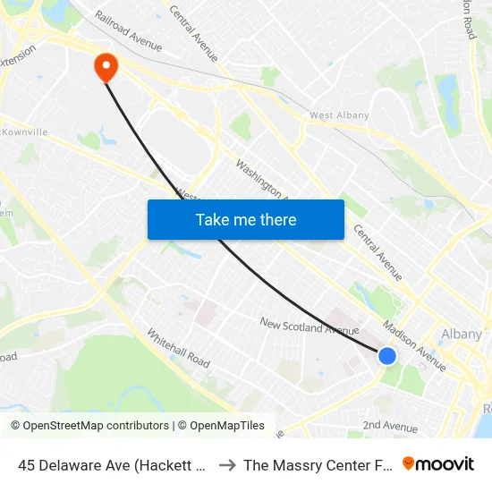 45 Delaware Ave (Hackett Middle School) to The Massry Center For Business map