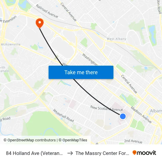 84 Holland Ave (Veterans Hospital) to The Massry Center For Business map