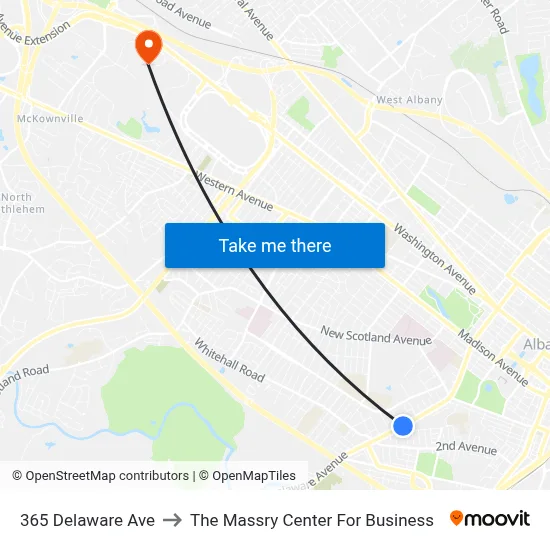 365 Delaware Ave to The Massry Center For Business map