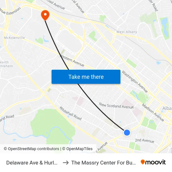 Delaware Ave & Hurlbut St to The Massry Center For Business map