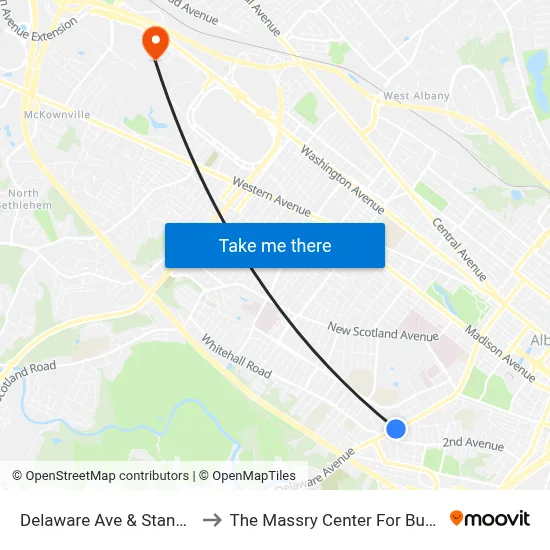 Delaware Ave & Stanwix St to The Massry Center For Business map
