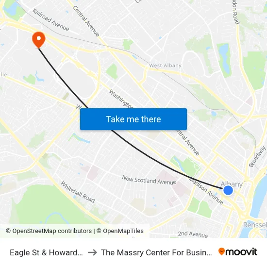 Eagle St & Howard St to The Massry Center For Business map
