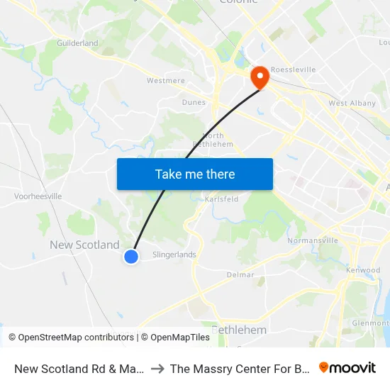 New Scotland Rd & Mason Ln to The Massry Center For Business map