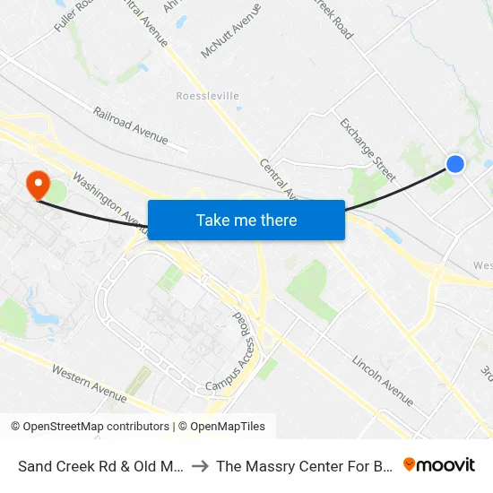 Sand Creek Rd & Old Myers Dr to The Massry Center For Business map