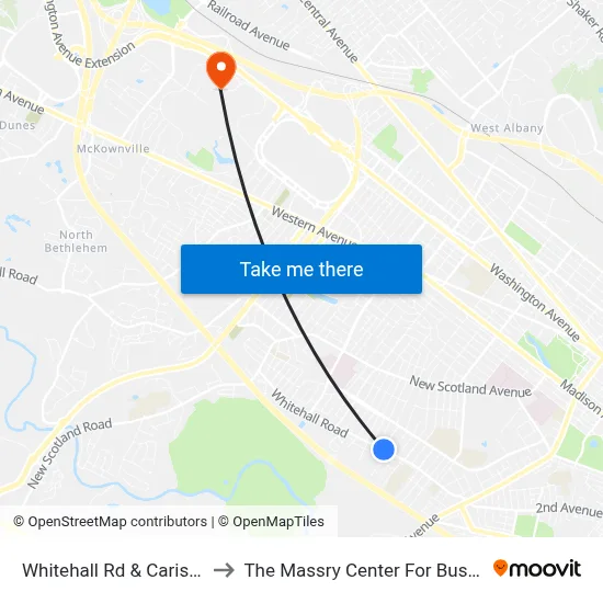 Whitehall Rd & Carisle Ct to The Massry Center For Business map