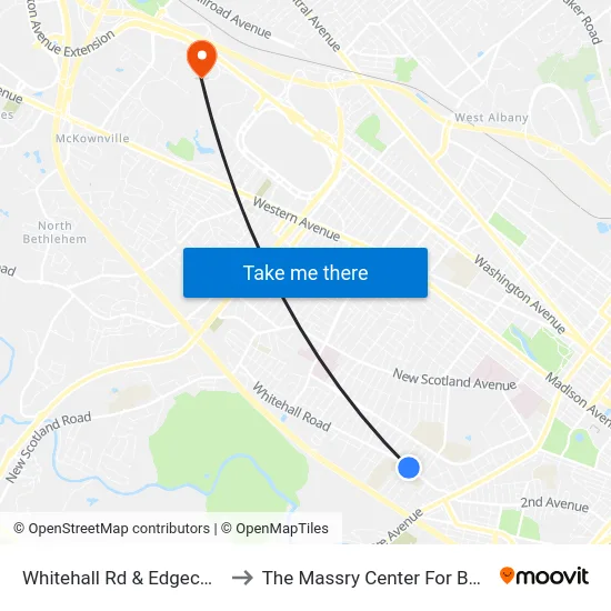 Whitehall Rd & Edgecomb St to The Massry Center For Business map