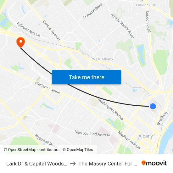 Lark Dr & Capital Woods Apts #2 to The Massry Center For Business map