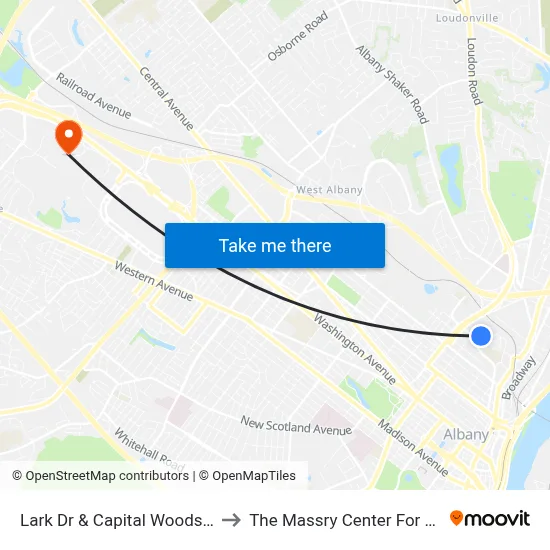 Lark Dr & Capital Woods Apts #3 to The Massry Center For Business map