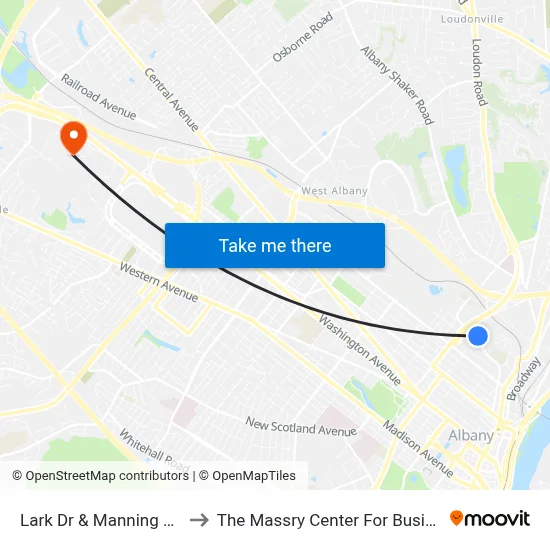 Lark Dr & Manning Blvd to The Massry Center For Business map