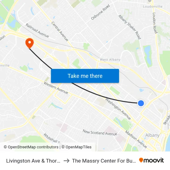 Livingston Ave & Thorton St to The Massry Center For Business map