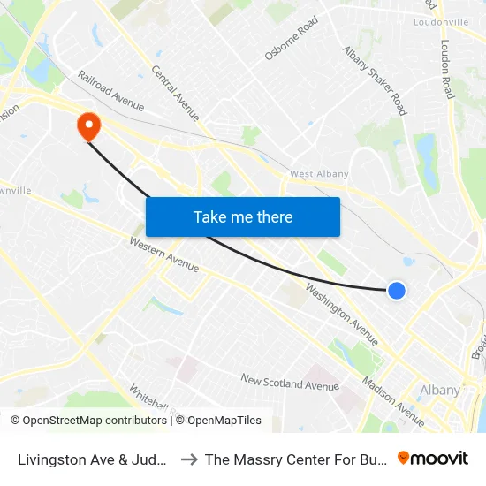 Livingston Ave & Judson St to The Massry Center For Business map
