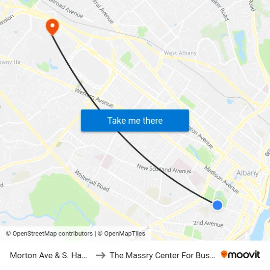 Morton Ave & S. Hawk St to The Massry Center For Business map